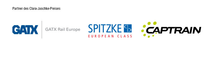 Logos der Partner des Clara Jaschke Innovationspreises - Captrain, Spitzke, GATX